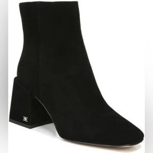 ⭐️ Sam Edelman Daruby Bootie Black Suede Square Toe Block Heel Size 6.5